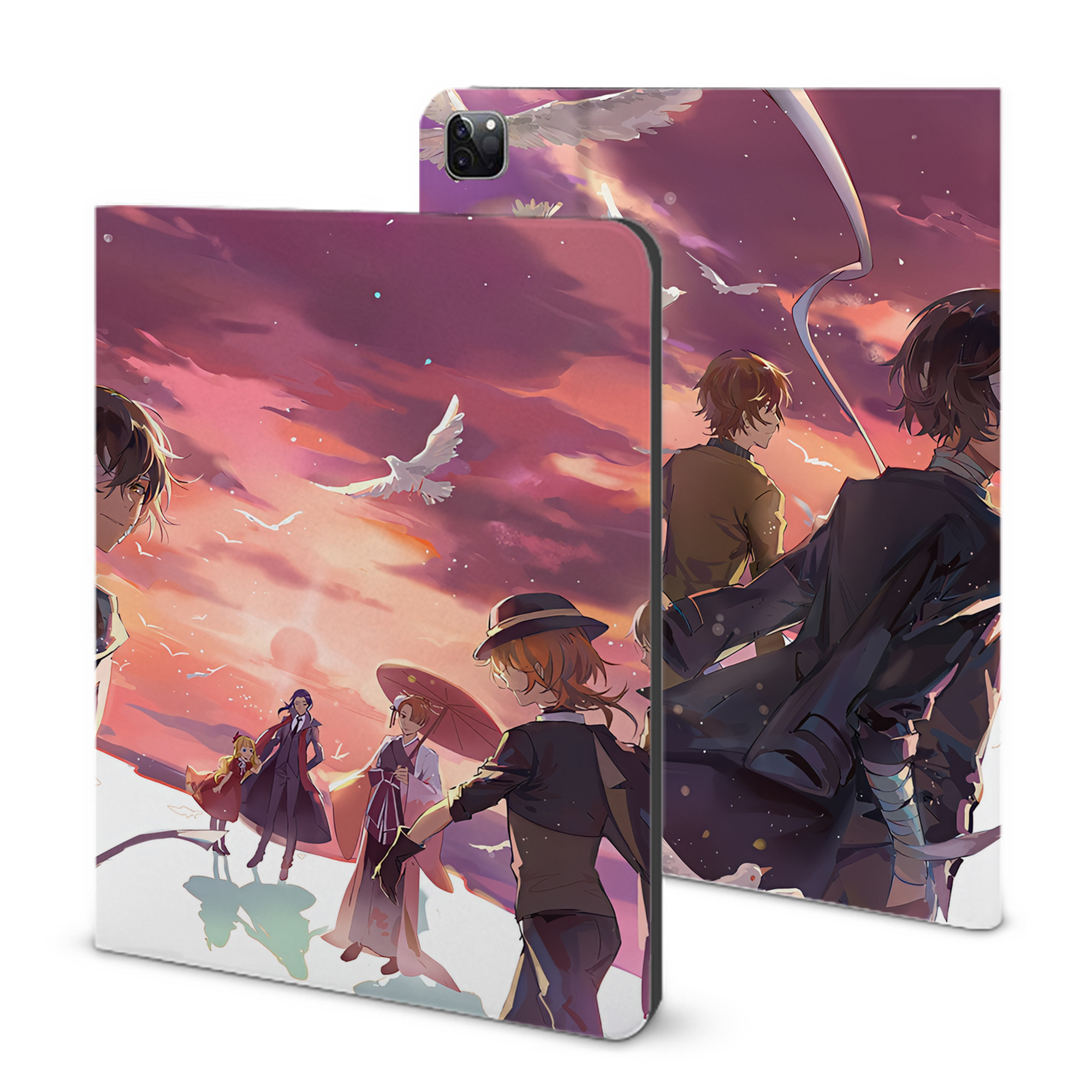 （画像用） 文豪ストレイドッグス Bungo Stray Dogs IPad ケース ブック型 PUレザー TPU 耐衝撃 軽量 薄型 ペン収納なし 全面保護 IPad 各モデル対応